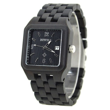 Bewell 111A Ebony Square Wood Watch
